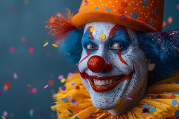 Close Up of Clowns Face With Confetti