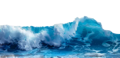 Zelfklevend Fotobehang Curling blue ocean wave on transparent background - stock png. © Volodymyr