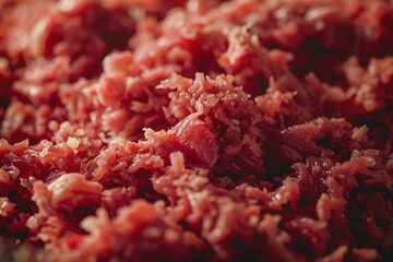 Minced meat close-up, production concept. Background with selective focus and copy space