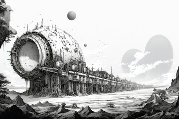 An interstellar ark carrying colonists to a new habitable world - obrazy, fototapety, plakaty