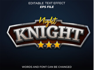 knight text effect, font editable, typography, 3d text for medieval fantasy rpg games. vector template