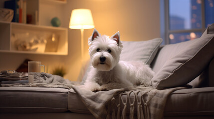 Westie terrier thrives in urban apartment living