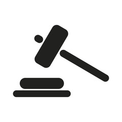 Judges gavel silhouette icon, gavel vector cut silhouette for social media.