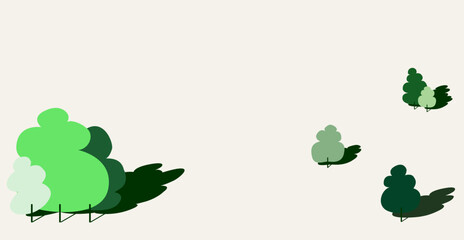 Set of trees and shadows with blurred green tones drawn with pastel brush / easy to change all color and tone / Isolated on background