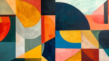 Abstract geometric painting with bold colors
