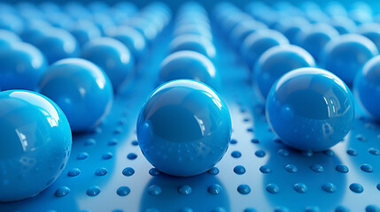 abstract background 3d wallpaper with soft blue balls on a bumpy floor, relaxing creative desktop wallpaper, business presentation backdrop  
