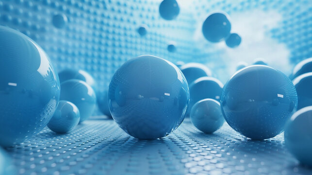 abstract background 3d wallpaper with soft blue balls on a bumpy floor, relaxing creative desktop wallpaper, business presentation backdrop  