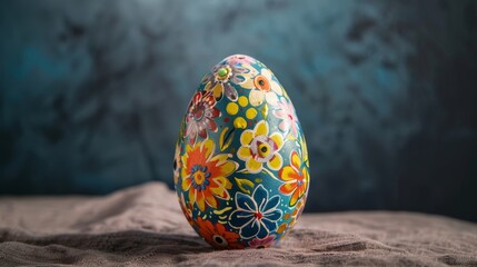 Hand-painted floral easter egg