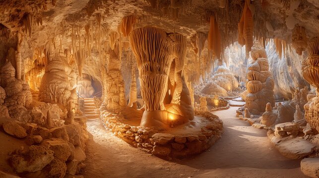 panoramic view of a mysterious cave