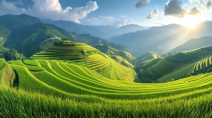 Poster panoramic vista of a sprawling rice © DudeDesignStudio