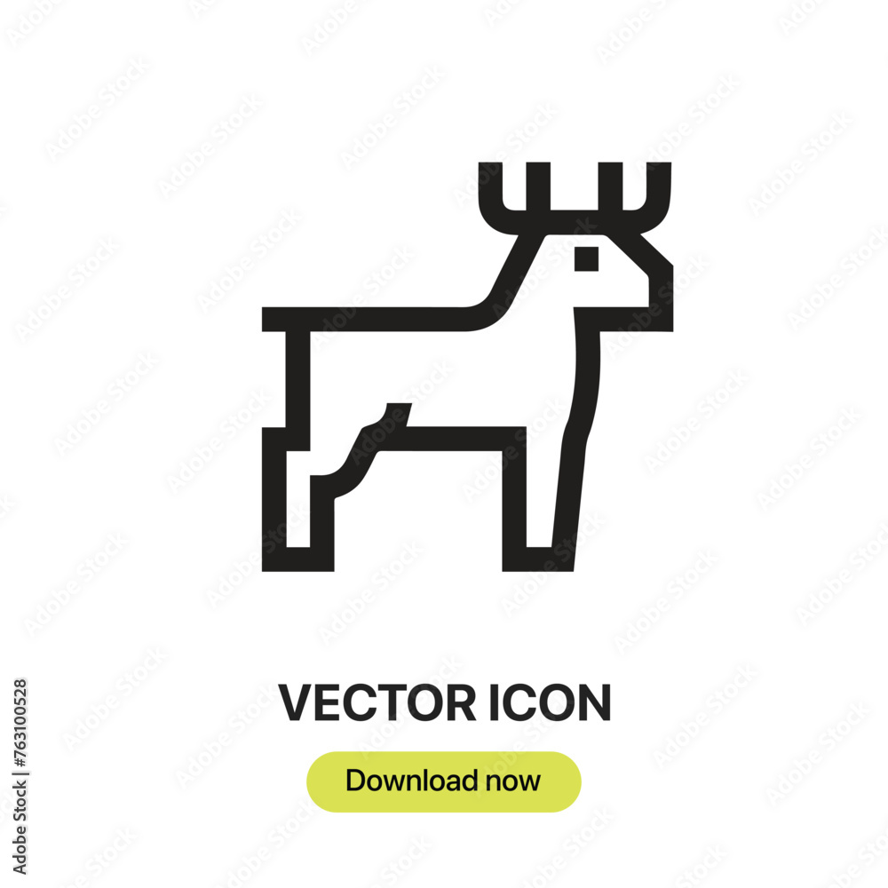 Poster Deer icon vector. Linear-style sign for mobile concept and web design. Deer symbol illustration. Pixel vector graphics - Vector.	

