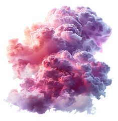 Dreamy coral cloud explosion on transparent background - stock png.