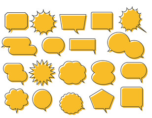 イエローの色ずれの吹き出しセット