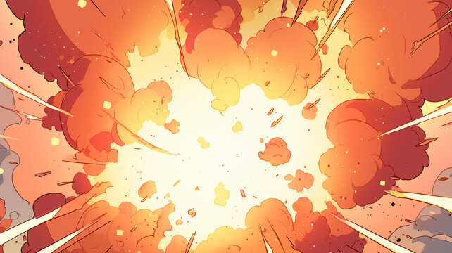 Hand drawn cartoon explosion element scene illustration background