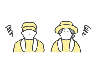 農家で働く不安な高齢夫婦　