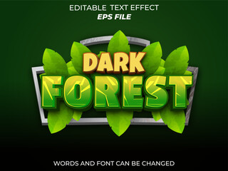 dark forest text effect, font editable, typography, 3d text. vector template