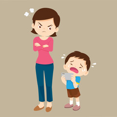 parent angry to kid addicted phone