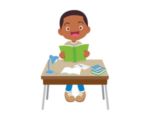 student sitting on desk working for homework
