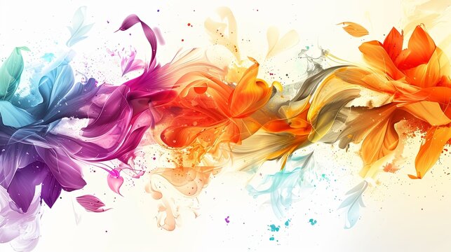 abstract colorful background with flowers on a white background