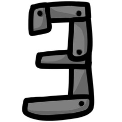 Gray color alphabet number letter 3 white background