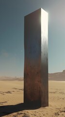 Fototapeta premium Mysterious monolith in desert landscape