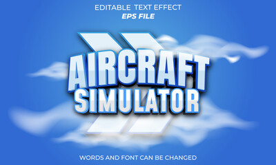 aircraft simulator text effect, font editable, typography, 3d text. vector template