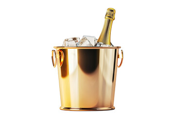 A gold bucket filled with ice and champagne