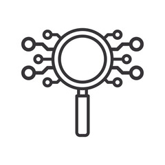 Magnifying glass AI line icon