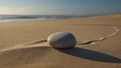 Keuken spatwand met foto Zen stone on the beach with sand as background © ASGraphics