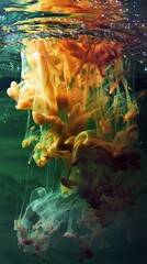 Vibrant ink cloud underwater