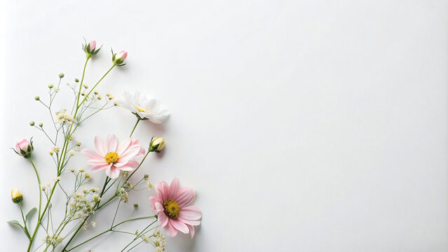 flowers on white background surrounded by spring blooms