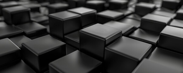 Abstract pattern of black cubes with selective focus