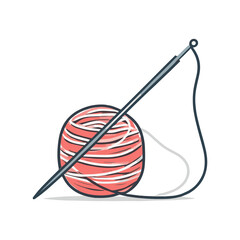 Modern Crochet Hook and Yarn Icon in Delicate Style