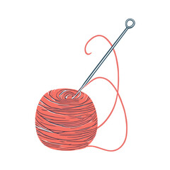 Modern Crochet Hook and Yarn Icon in Delicate Style