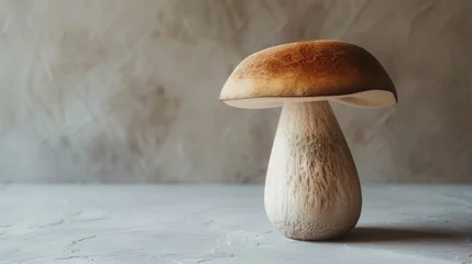 Foto op Aluminium Mushroom on a concrete background. Studio food editorial photo of mushroom, creating a serene still-life composition. © Vladimir