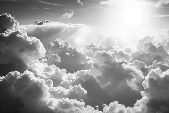 black and white image, buautiful sky with cloud in rainy day