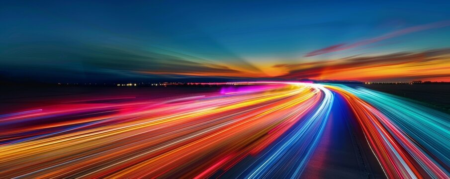 Time-lapse photography of highway at night