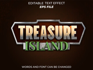 treasure island text effect, font editable, typography, 3d text for medieval fantasy rpg games. vector template