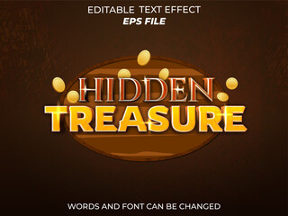 hidden treasure text effect, font editable, typography, 3d text for medieval fantasy rpg games. vector template