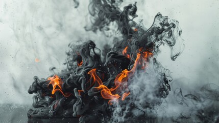 Abstract black and orange smoke art