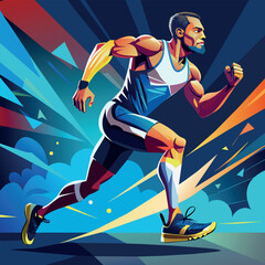 man, man, sport, runner, race, run, champion, speed, vector, illustration, art