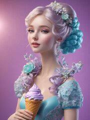 woman in a dress with ice cream