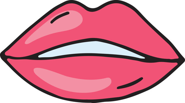 Pink lips. Sexy lipstick makeup. Female mouth