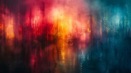 Colorful abstract light reflections on wet surface