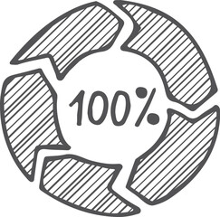 Round progress bar doodle. 100 percent proccess symbol