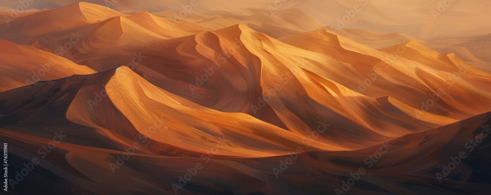 Wall mural golden desert dunes at sunset