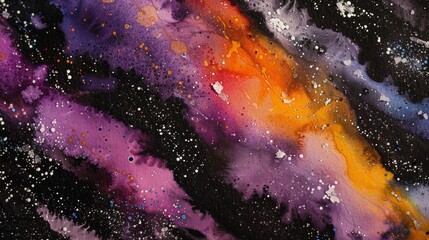 Abstract cosmic painting with vibrant colors