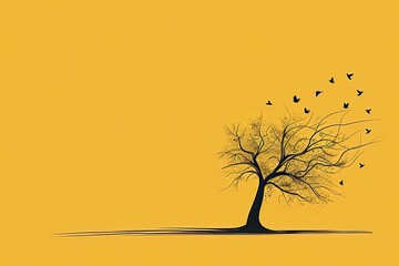Free vector hand drawn tree life on yellow background