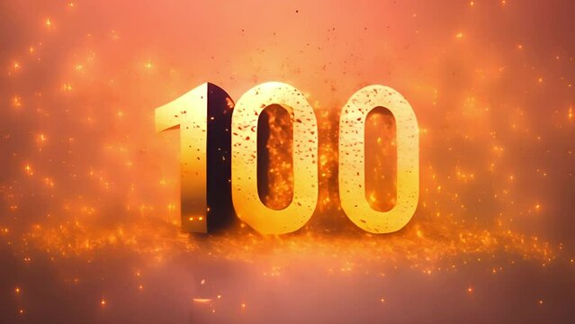 Gold shiny 100 anniversary,followers and likes, Elegant Greeting celebration one hundred years birthday. Anniversary number 100 foil gold balloon. Happy birthday, congratulations poster. Golden number
