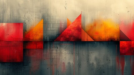 Abstract geometric shapes with a grunge texture